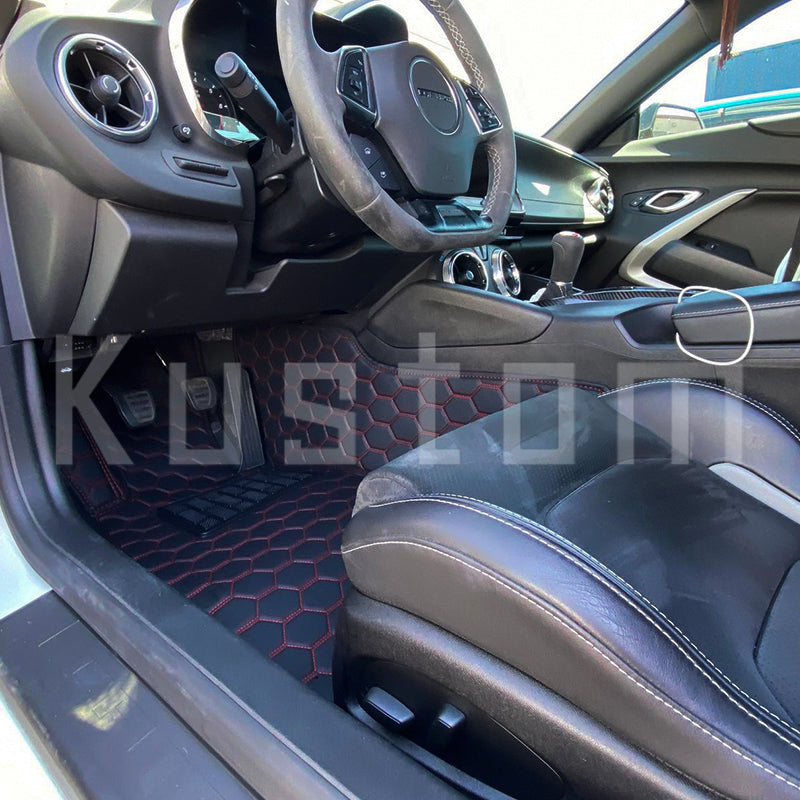 6th Gen Camaro Honeycomb Leather Floor Mat