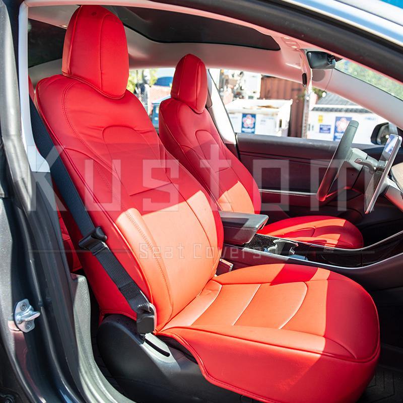 2017-21 Tesla Model 3 Two-tone Custom Leather Seat Covers - Extreme Online Store
