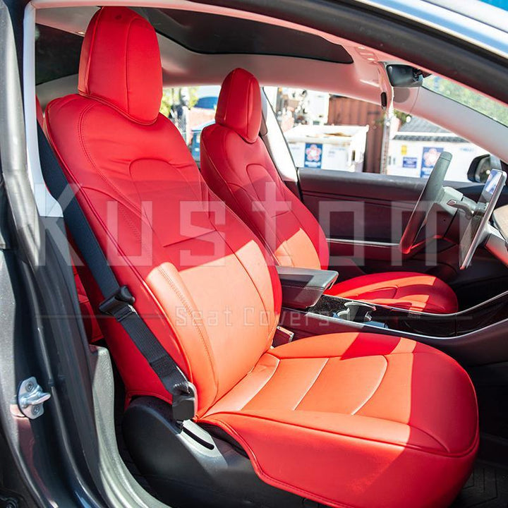 2017-21 Tesla Model 3 Two-tone Custom Leather Seat Covers - Extreme Online Store