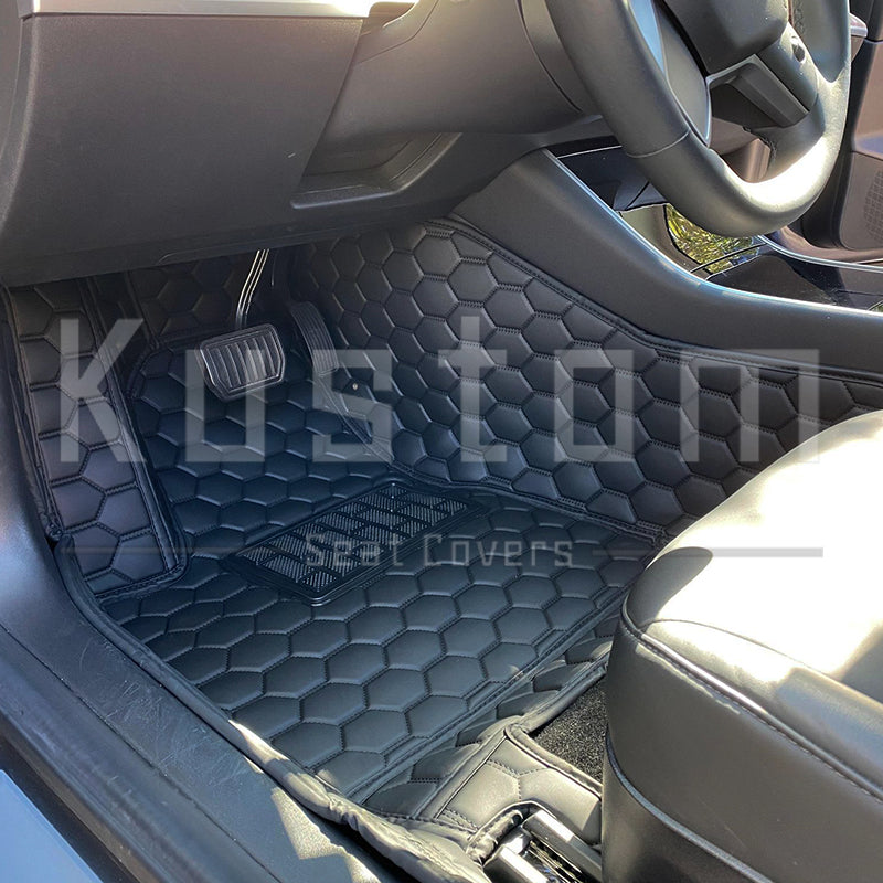 2013-Up Ford Focus Custom Honeycomb Leather Floor Mat