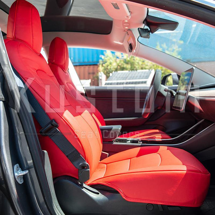2017-21 Tesla Model 3 Two-tone Custom Leather Seat Covers - Extreme Online Store