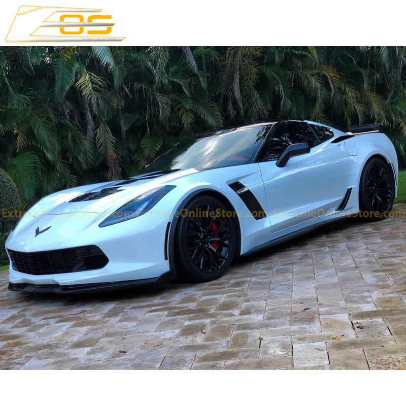 Corvette C7 Stage 2 Carbon Fiber Front Splitter Lip W/ Carbon Side Winglets - ExtremeOnlineStore