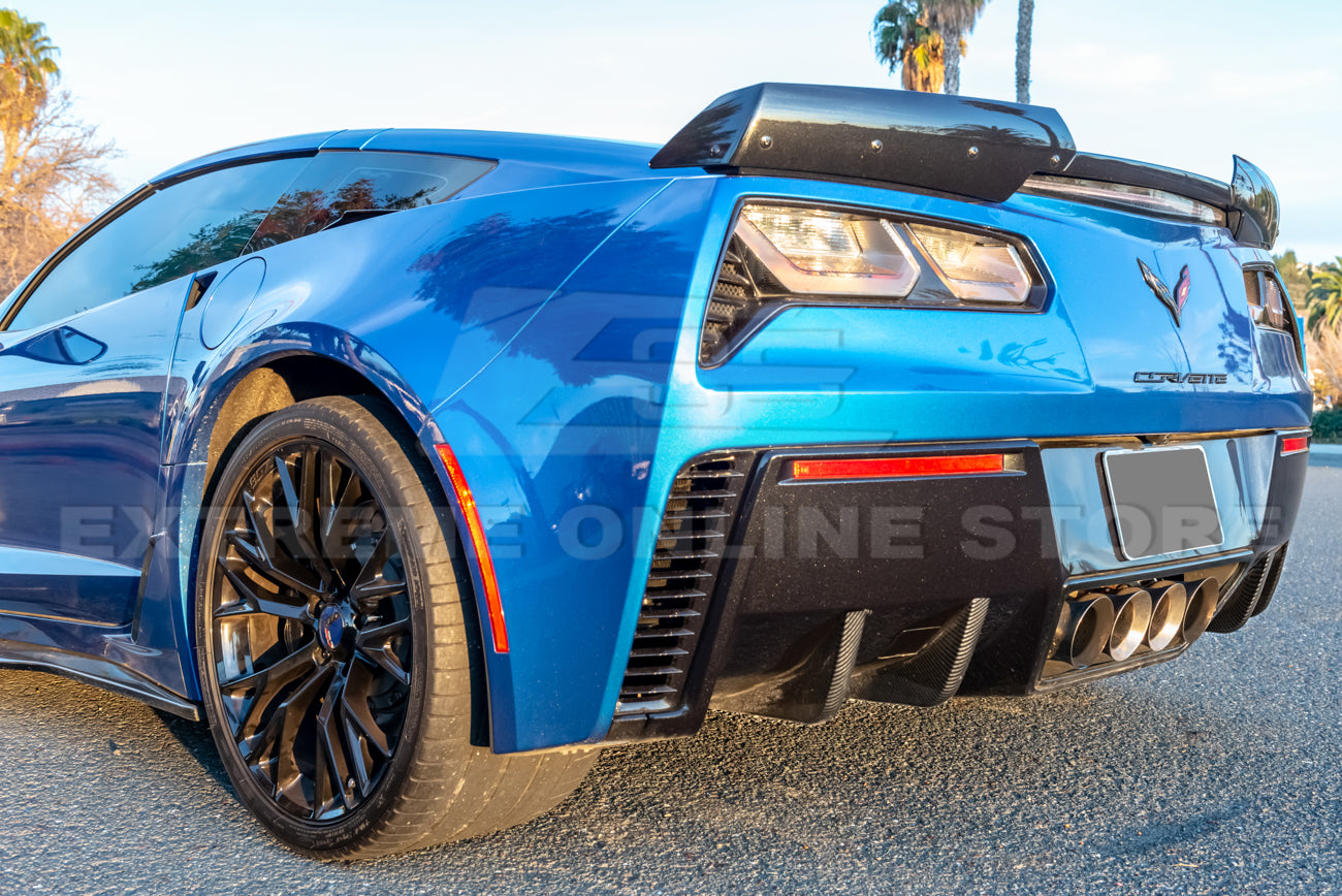 Painted Rear Diff 14-19 Corvette C7 Carbon Flash (Painted) Rear Diffuser Fins Extension Kit