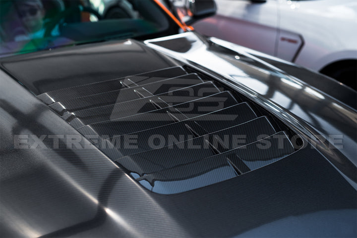 2020-23 Ford Mustang GT500 DRY Carbon Fiber Front Hood Vent &amp; Rain Tray Cover