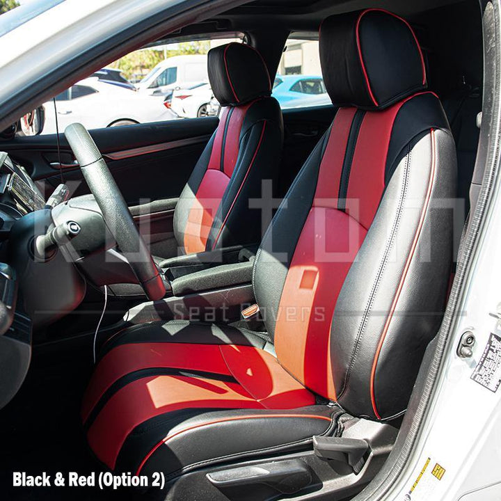 2016-Up Honda Civic Two-tone Front Leather Seat Covers - Extreme Online Store