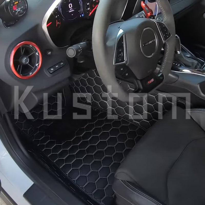 6th Gen Camaro Honeycomb Leather Floor Mat