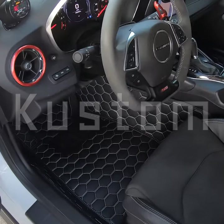 6th Gen Camaro Honeycomb Leather Floor Mat