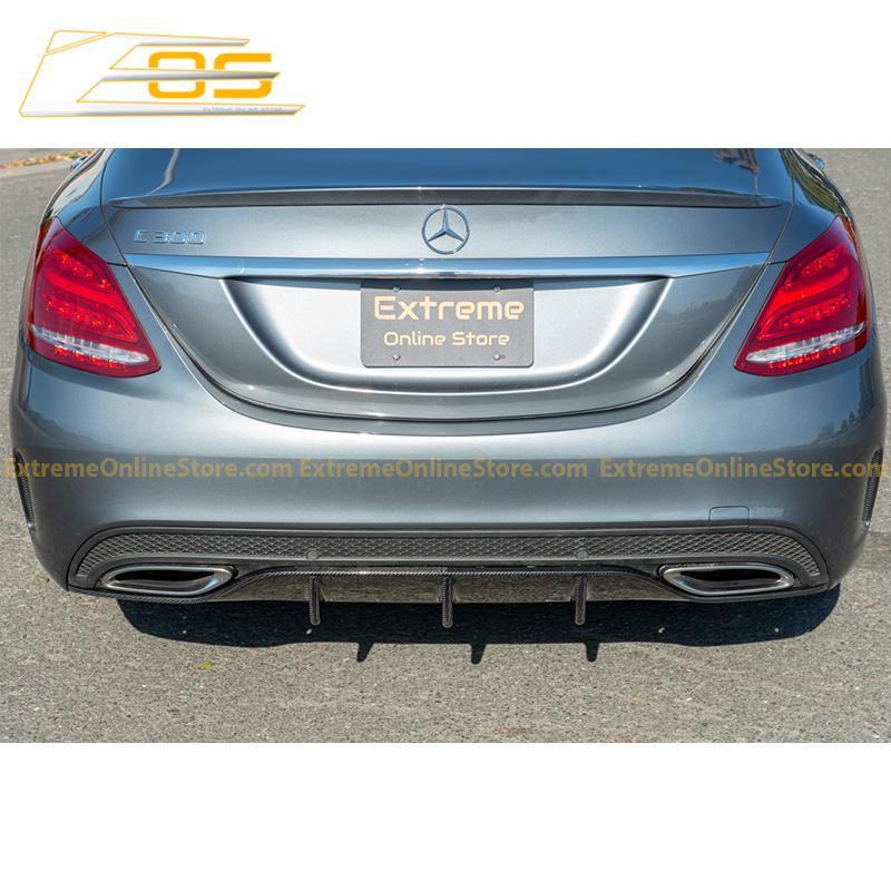 2015-18 Mercedes-Benz C-Class W205 AMG Carbon Fiber Rear Bumper Diffuser - Extreme Online Store