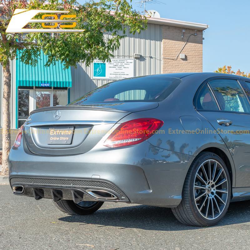 2015-18 Mercedes-Benz C-Class W205 AMG Carbon Fiber Rear Bumper Diffuser - Extreme Online Store