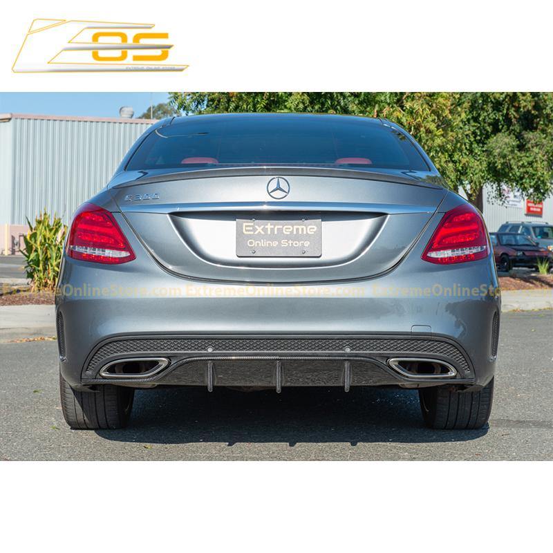 2015-18 Mercedes-Benz C-Class W205 AMG Carbon Fiber Rear Bumper Diffuser - Extreme Online Store
