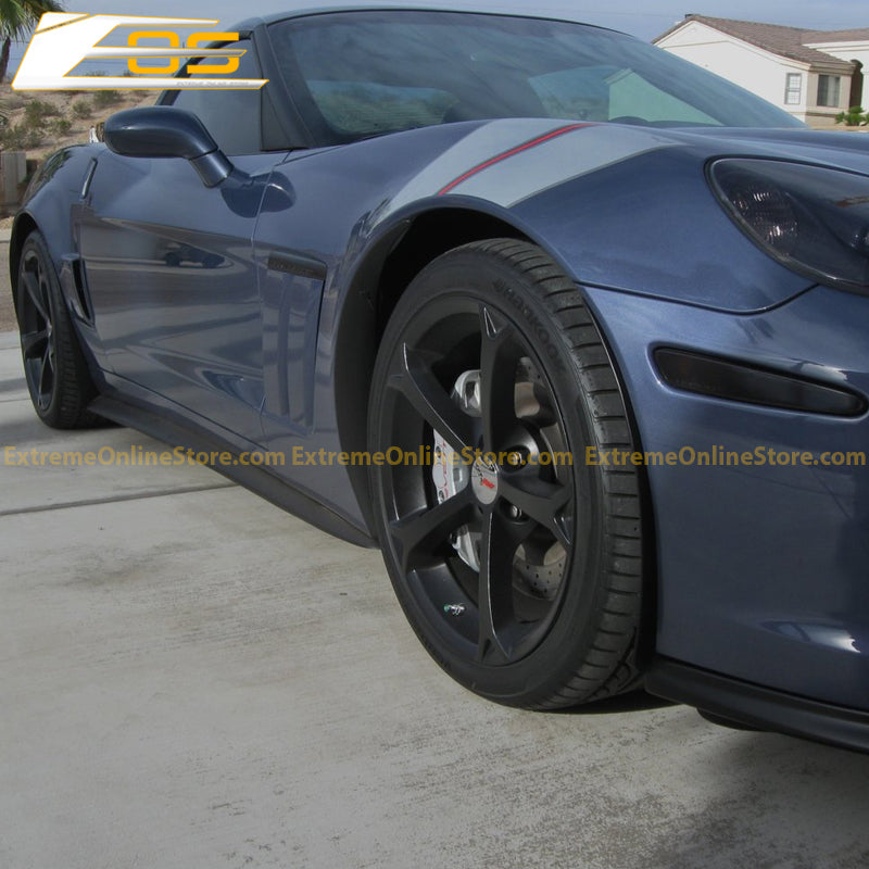 Corvette C6 Grand Sport / Z06 Primer Black Side Skirts Rocker Panels - ExtremeOnlineStore