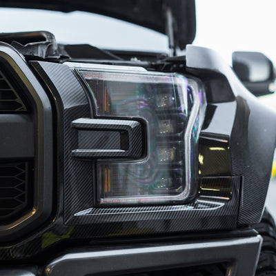 2017-Up Ford F-150 Raptor Carbon Fiber Headlight Cover