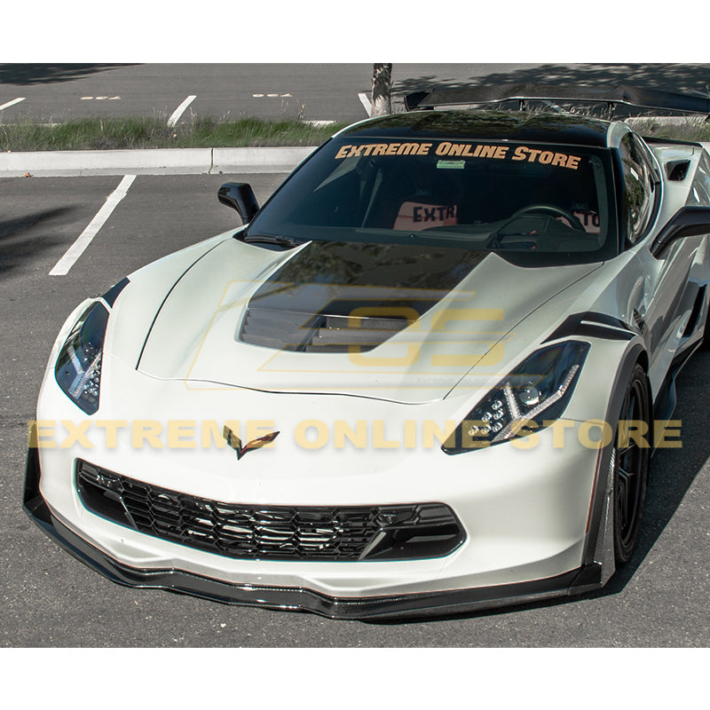 Corvette C7 Carbon Fiber Front Splitter W/ Stage 3 Carbon Wickerbill Winglets
