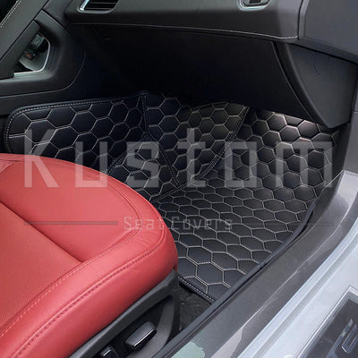 Tesla Model Y Custom Honeycomb Leather Floor Mat