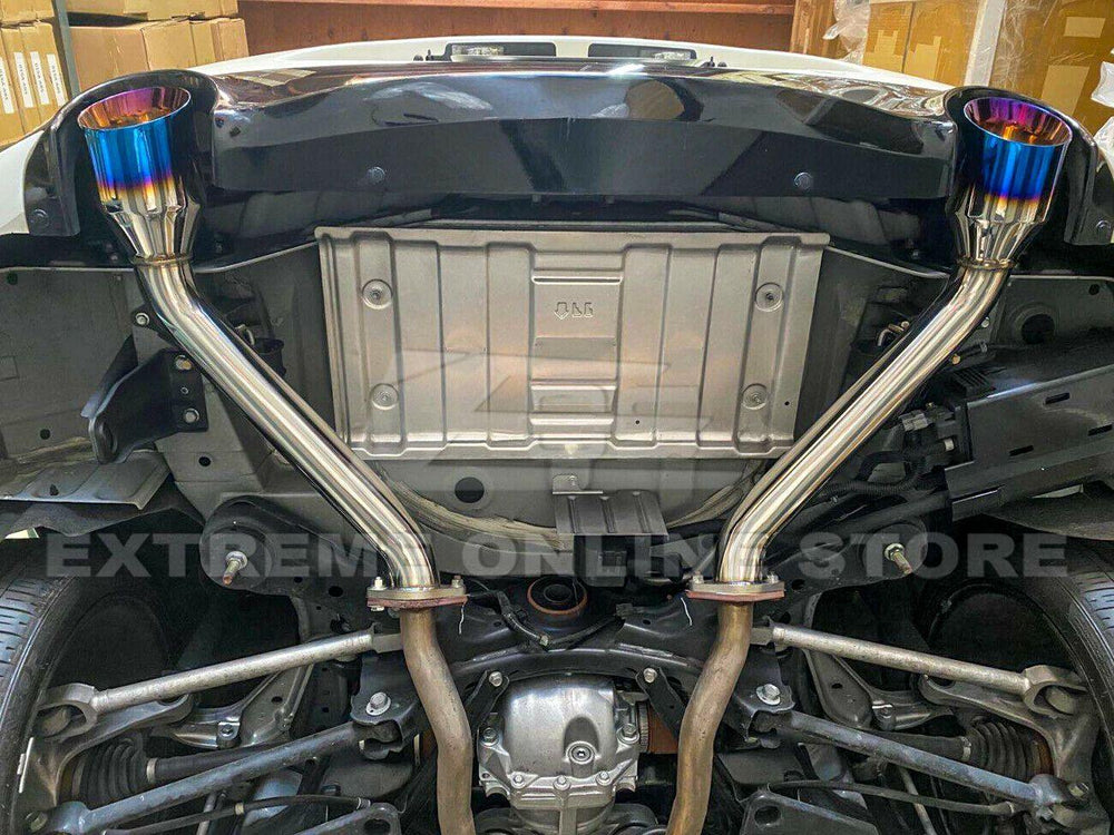 2017-Up Infiniti Q60 Muffler Delete Axle Back Dual Burnt Tips Exhaust - Extreme Online Store