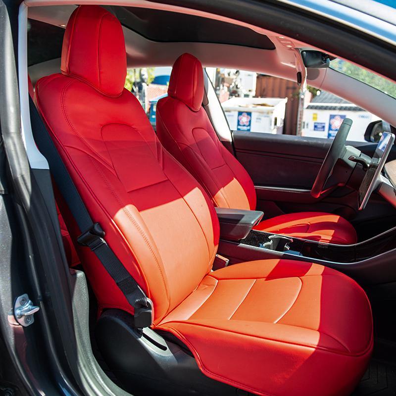 2017-21 Tesla Model 3 Two-tone Custom Leather Seat Covers - Extreme Online Store