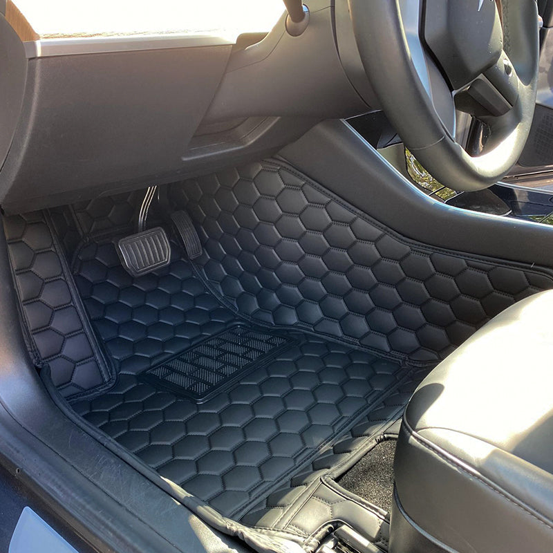 Tesla Model S Custom Honeycomb Leather Floor Mat