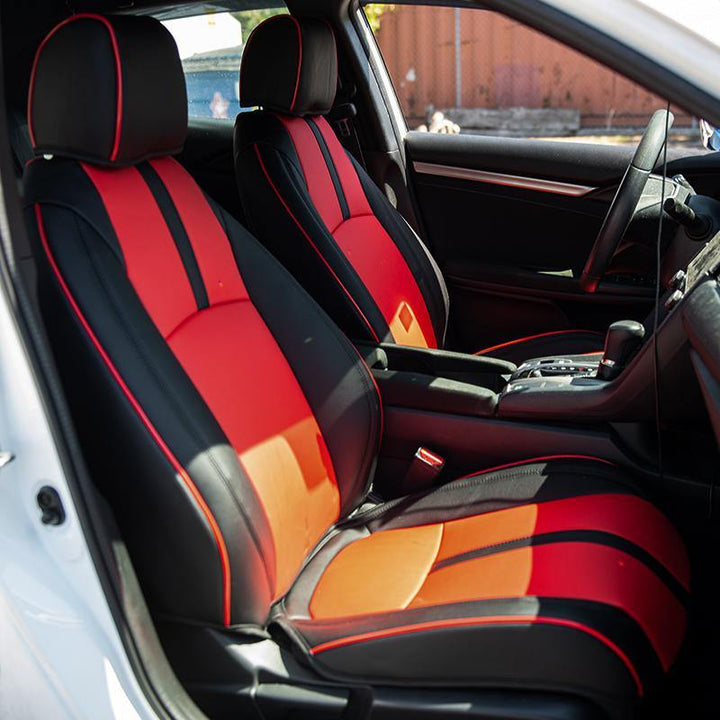 2016-Up Honda Civic Two-tone Front Leather Seat Covers - Extreme Online Store