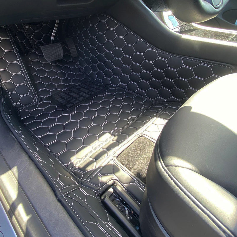 Tesla Model 3 Custom Honeycomb Leather Floor Mat