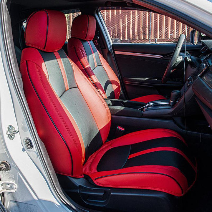 2016-Up Honda Civic Two-tone Front Leather Seat Covers - Extreme Online Store