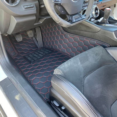 6th Gen Camaro Premium Honeycomb Leather Floor Mat Liners