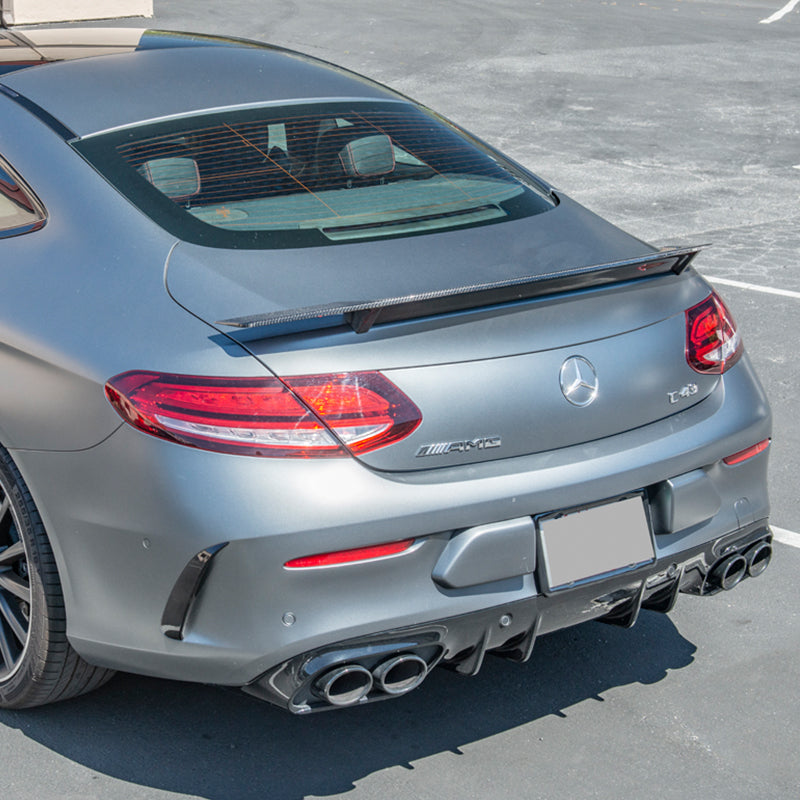 c class lip spoiler REAR BOOT AMG STYLE CARBON LOOK FOR MERCEDES W205 SALOON 2014-19 Fastlane Styling The spoiler is positioned on the rear of the coupe Spoiler Cap Mercedes- Benz C