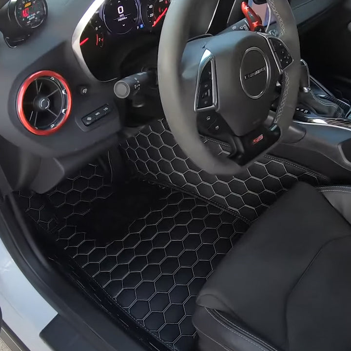 6th Gen Camaro Honeycomb Leather Floor Mat